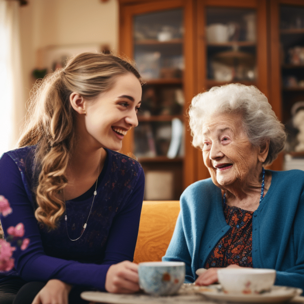 Sharing memories and stories with elderly parents to strengthen connections.